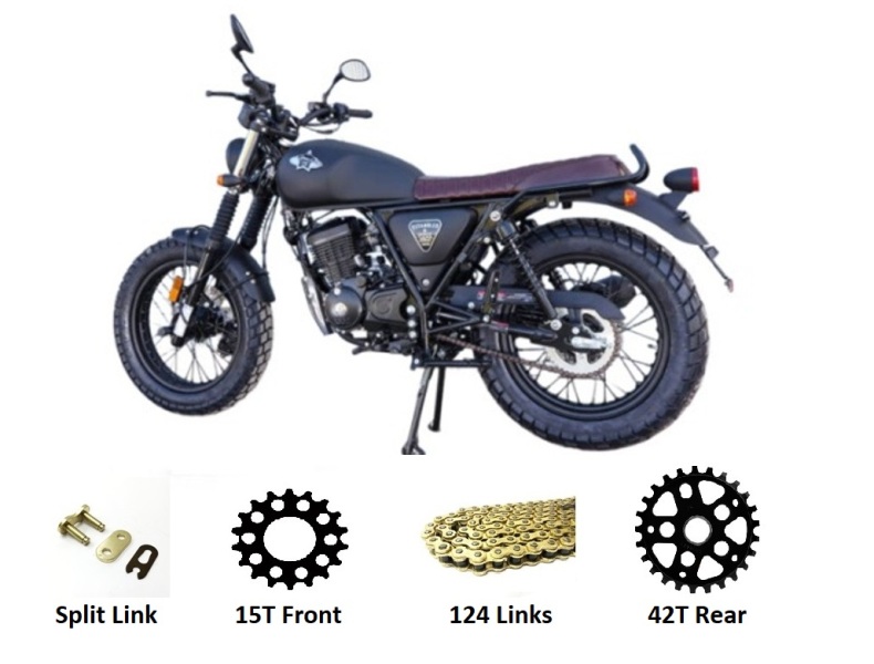  WK125 SCRAMBLER - GOLD Chain & Sprockets Set